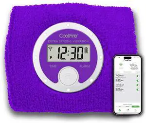 Maximal Power Vibrating Alarm Sweatband, Silent Wake Yourself Up Wristband Vibrating Alarm Watch for Couples, Students, Easy to Set on User-Friendly App, Hearing Impaired, USB Chargeable (Purple)