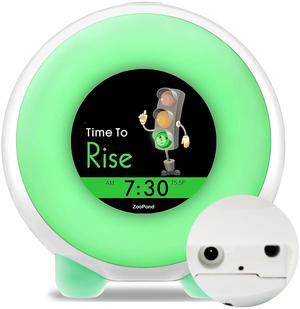 Maximal Power Full-Color Mobile Display Alarm Clock for Kids, Kids Alarm Clock, Kids Night Light, Ok to Wake Clock, Wake Up Light, Toddler Clock GRO Clock Z06E (Green base, AC Plug)