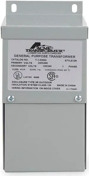 ACME ELECTRIC TF279262S Low Voltage Distribution Transformer, 3 kVA, NEMA 3R,