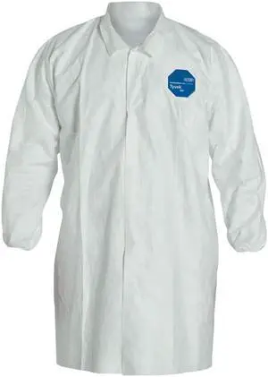 Dupont - Ty211s-m - Tyvek Lab Coat Snap Front- Elastic Wrists, Case Of 30
