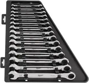 Milwaukee Electric Tool - 48-22-9516 - Milwaukee 48-22-9516 Durable Metric Ratcheting Combination Wrench Set - 15pc