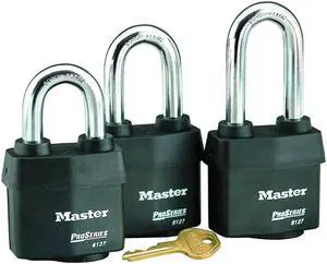 Master Lock Keyed Padlock, 7/8 in,Rectangle,Black  6121LJ