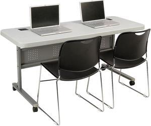 NPS BPFT2460 Flip-N-Store Training Table - Rectangular - 24 x 60 x 29.5, Speckled Gray