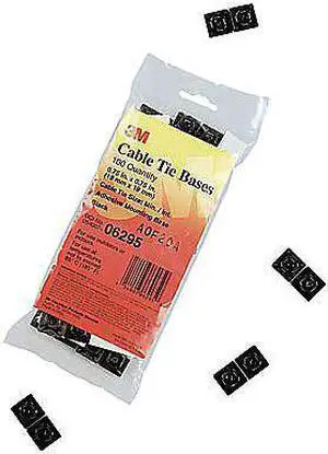 3M CTB1X1BKA-C Cable Tie Base, Nylon 6/6, Black, 0.99 in L