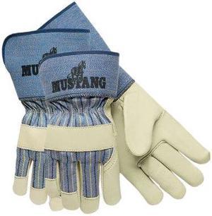 Memphis Mustang Leather Palm Gloves Blue/Cream Extra Large Dozen 1935XL