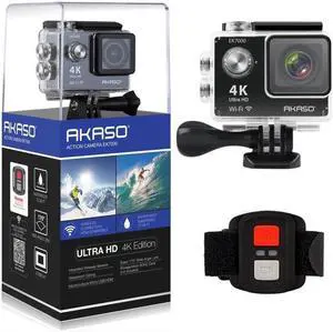 World Tech Toys - EK7000 - AKASO EK7000 4K WIFI Sports Action Camera Ultra HD Waterproof DV Camcorder 12MP - 170 Degree Wide Angle - 2 Inch LCD Screen - 2.4G Remote Control - 2 Rechargeable Batteries