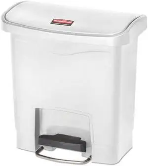 Rubbermaid / Newell Brands - FG1883554 - Slim Jim Resin Step-On Container, Front Step Style, 4 gal, White
