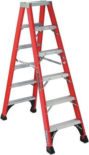 LOUISVILLE FM1406HD 6 ft Fiberglass Twin Stepladder, 375 lb Capacity