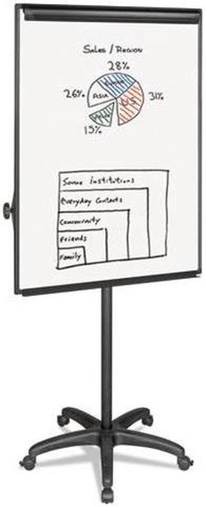 MasterVision EA4800055 Silver Easy Clean 27 1/2 x 39 Mobile Dry Erase  Presentation Easel with Black Frame