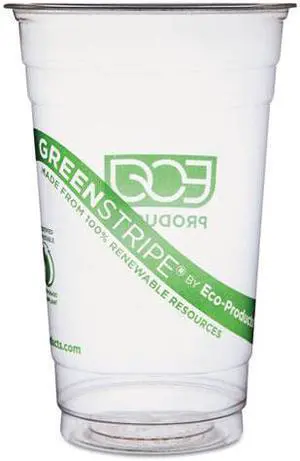 Greenstripe Renewable Resource Cold Drink Cups, 20 Oz, Clear, 1000/Car
