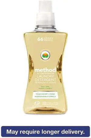 Method - 01491 - 4X Concentrated Laundry Detergent, Free & Clear, 53.5 oz Bottle, 4/Carton