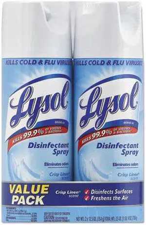 Reckitt Benckiser - 19200-89946 - Disinfectant Spray, Crisp Linen, 12.5 oz Aerosol, 2/Pack, 6 Pack/Carton