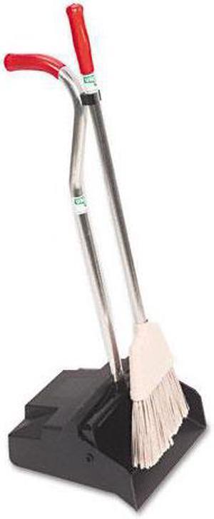 Unger Ergo Dustpan With Broom 12 Wide Metal w/Vinyl Coated Handle Black/Silver EDPBR