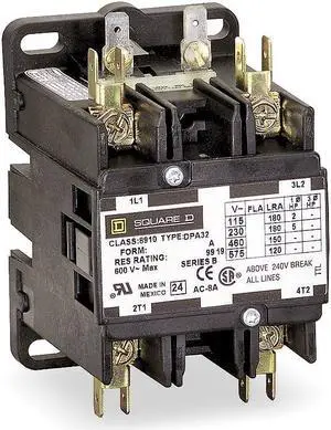 SQUARE D 8910DPA62V02 120VAC Non-Reversing Definite Purpose Contactor 2P 60A