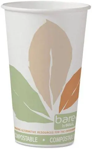 Solo Cup - 316PLA-J7234 - Bare by Solo Eco-Forward PLA Paper Hot Cups, Leaf Design, 16 oz, 1000/Carton