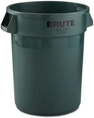 RUBBERMAID COMMERCIAL FG263200DGRN BRUTE 32 gal Round Heavy Duty Plastic Can,