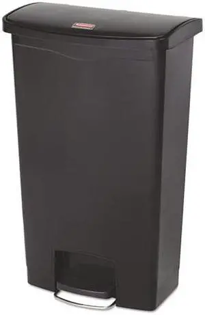 Rubbermaid - FG1883613 - Slim Jim Resin Step-On Container, Front Step Style, 18 gal, Black