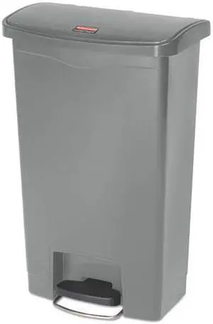 Rubbermaid - FG1883602 - Slim Jim Resin Step-On Container, Front Step Style, 13 gal, Gray