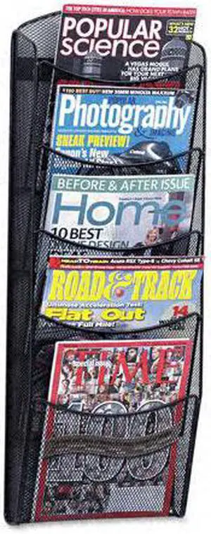 Safco Onyx Mesh Literature Rack Five Compartments 10-1/4w x 3-1/2d x 28-1/3h