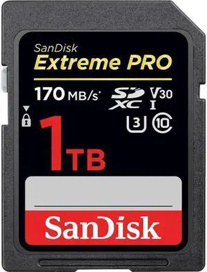 SanDisk - SDSDXXY-1T00-ANCIN - SanDisk Extreme PRO 1 TB Class 10/UHS-I (U3) SDXC - 170 MB/s Read - 90 MB/s Write -