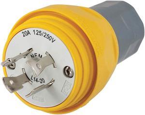 HUBBELL WIRING DEVICE-KELLEMS HBL26W74 Watertight Locking Plug, L14-20P, 20 A,