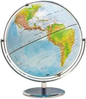 Advantus 12-Inch Globe with Blue Oceans Silver-Toned Metal Desktop Base Full-Meridian 30502