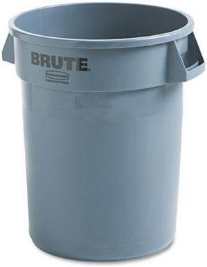 Round Brute Container, Plastic, 32 gal, Gray 263200GY