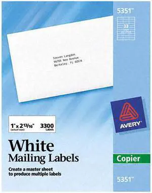 Avery Label,Copy,1x2.75,3300/Bx 5351