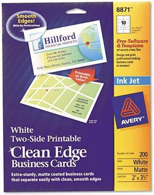 True Print Clean Edge Business Cards, Inkjet, 2 x 3 1/2, White, 200/Pack 8871