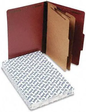 Pendaflex Six-Section Pressboard Folders Legal 2/5 Tab Red 10/Box 2257R