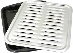2-Piece Heavy Duty Porcelain and Chrome Plated Full Size Broiler Pan Range Kleen