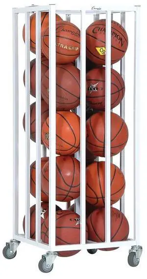 Champion Sports 20BC Deluxe Vertical Ball Cage - Fits Approximately 20 Balls - Metal - White