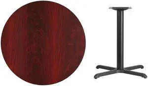 36'' Round Mahogany Laminate Table Top with 30'' x 30'' Table Height Base