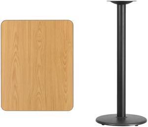 24'' x 30'' Rectangular Natural Laminate Table Top with 18'' Round Bar Height Table Base