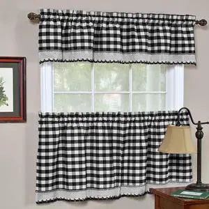 Achim BCTR36BW12 Buffalo Check Curtain Panel 58 x 36 - Black/White