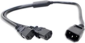 AC Splitter Cord for UPS PDU Power Supply Units to Computer, PC, Monitor, Pedal Board, Lights - 16 AWG, 1 to Multi AC outlet, IEC320 C14 to 2x IEC320 C13, 6 feet Extension Cable
