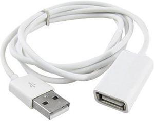USB 2.0 Extension Cable Male to Female Adapter Cord, 1m 3ft, White, PVC Metal