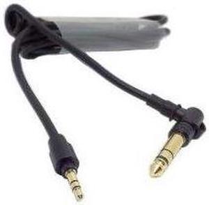 Right Angle 3.5mm and 6.35mm to 6.35mm Stereo Plug, Stretch Cable, Black Color, 90-Degree