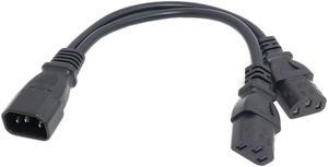 AC Power Cord Extention C14-C13 Single C14 to Dual C13 5-13R Short Y Splitter Adapter Extend Cable