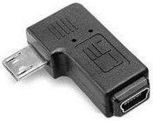 Micro USB to Mini USB 2.0 Extension Adapter, Male to Female, 9mm Long Connector Left Angle 90-Degree 5-Pin