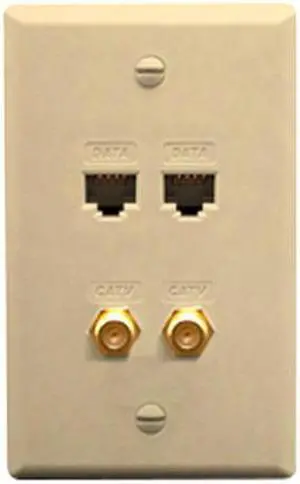 FACEPLATE IDC 2 DATA and 2 F TYPE IVORY - ICC-ICRDS2F5IV