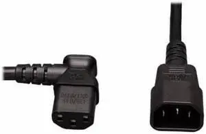 Tripp Lite Standard Computer Power Extension Cord 10a 18awg C14 To Left Angle C13 - Power Cable (100-250 Vac) - 2 Ft - P004-002-13LA Tripp Lite Standard Computer Power Extension Cord 10a 18awg C14 To Left Angle C13 - Power Cable (100-250 Vac) - 2 Ft - P004-002-13LA