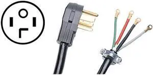 Certified Appliance Accessories 90-2020 4-Wire Closed-Eyelet 30-Amp Dryer Cord, 4ft