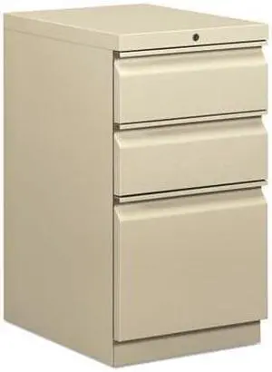 HON Pedestal File, 20"D - 15" x 20" x 28" - 3 x Box Drawer(s), File Drawer(s) - Single Pedestal - Square Edge - Material