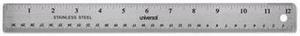 Stainless Steel Ruler w/Cork Back and Hanging Hole, 12", Silver
