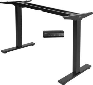 vivo Manual 71 x 30 Stand Up Desk, Light Wood Table Top, Black Frame