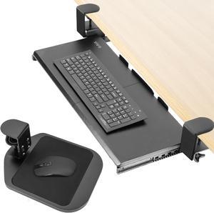 VIVO Small Clampon Computer Keyboard Under Desk Slider Tray with Rotating Mouse Pad Black MOUNTKB05MS
