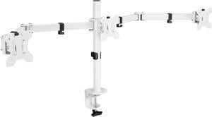 VIVO White Triple Monitor Adjustable Mount, Articulating Stand for 3 Screens up to 24", STAND-V003YW