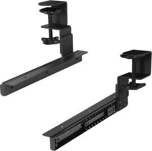 VIVO Height Adjustable Under Desk Clamp & 12" Rail Set for DIY Wooden Keyboard Trays (Tray Not Included) (MOUNT-RAIL02H)