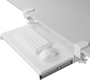 VIVO Small Clamp-on Keyboard & Mouse Under Desk Slider Tray, 20" x 11" Platform, White (MOUNT-KB05ES-W)